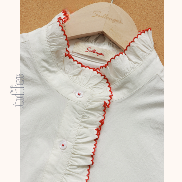 コントラストラッフルディテールブラウス《Z00845》