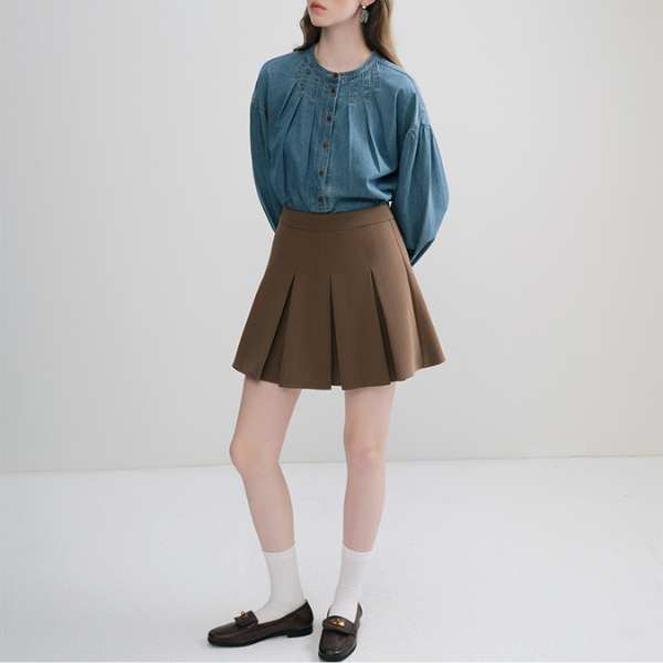 ラウンドネックデニムシャツ Z00097