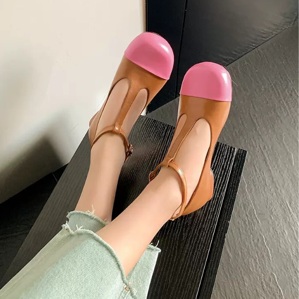 【4color】メリージェーンバイカラーレザーシューズ Z00236