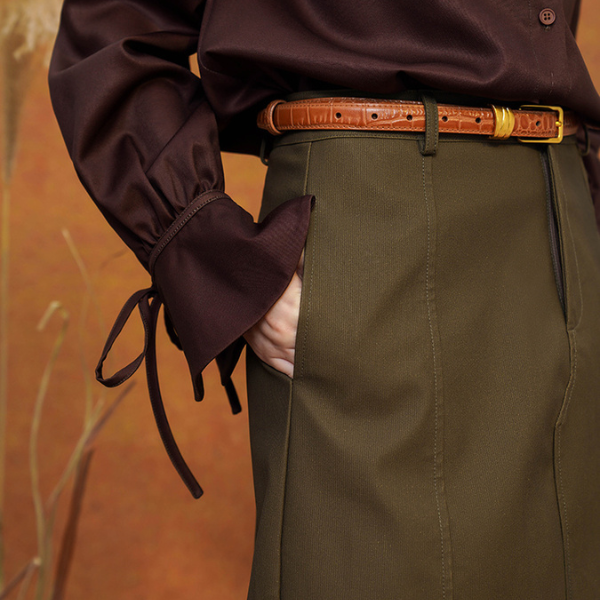 【２color】イレヘムスリットスカート w-026