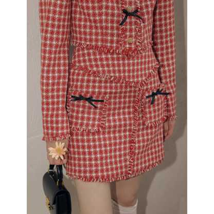 千鳥格子フリンジエッジセットアップ Z00018