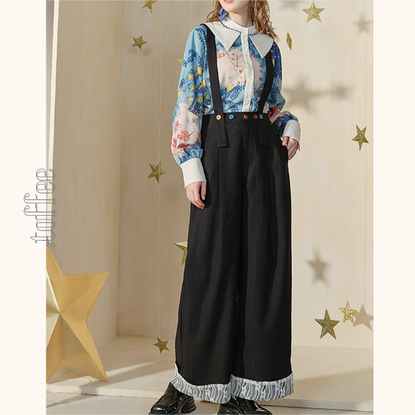 ポニーと星空の油絵プリントシャツ《Z00840》