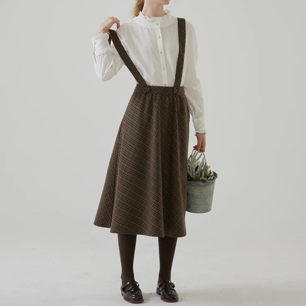 チェックサスペンダースカート Z00151