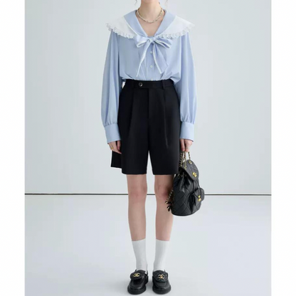 フリルカラーボウタイシャツ w-139