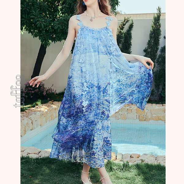 レイヤード風マリンテイストサスペンダーワンピース《Z00970》