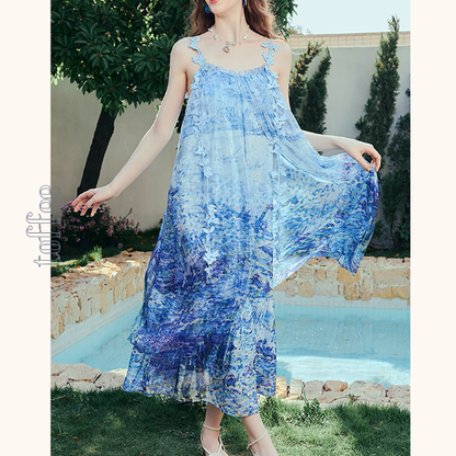 レイヤード風マリンテイストサスペンダーワンピース《Z00970》