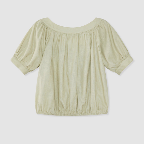 【2color】刺繍うさぎのスクエアネックブラウス《Z01046》