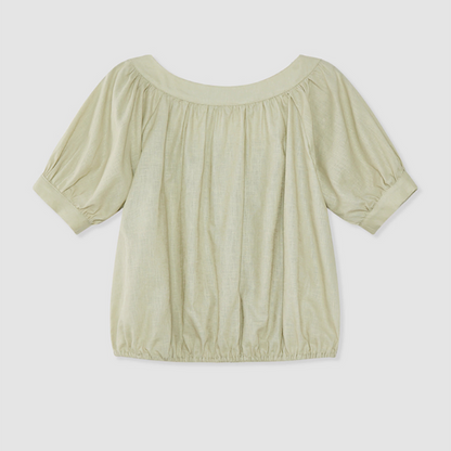 【2color】刺繍うさぎのスクエアネックブラウス《Z01046》