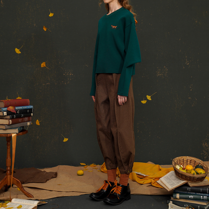 【２color】リブヘムセンタープレスパンツ AU-468