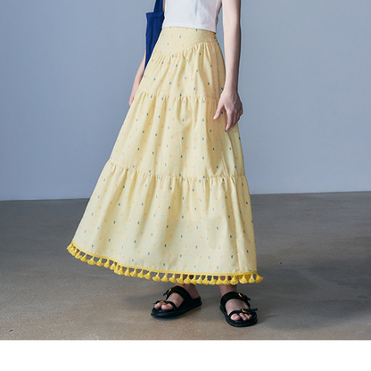 【2color】タッセル付きＡラインロングスカート　Z00331