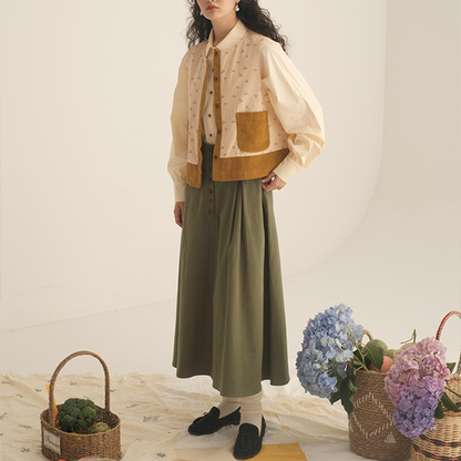 シングルブレストショートジャケット＆Aラインロングスカートのセットアップ　Z00450