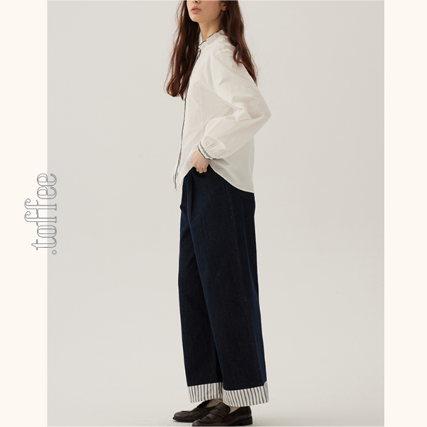 コントラストカラーレースディテールシアーブラウス《Z00844》