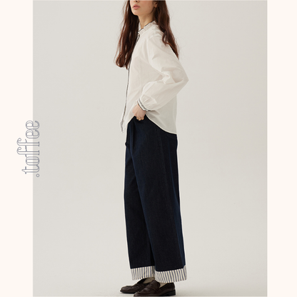 コントラストカラーレースディテールシアーブラウス《Z00844》