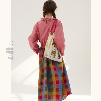 【2color】フリルネックコットンブラウス　《Z00787》