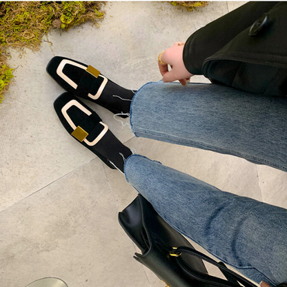 【2pattern】メタルバックルバイカラーローファー X-371