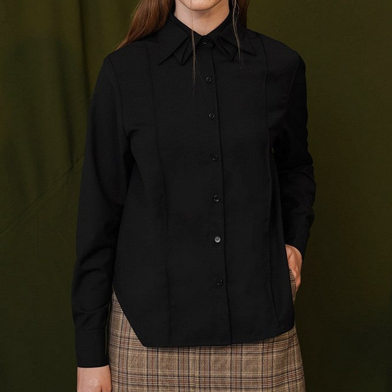 【２color】折り紙のような襟が素敵なシンプルシャツ