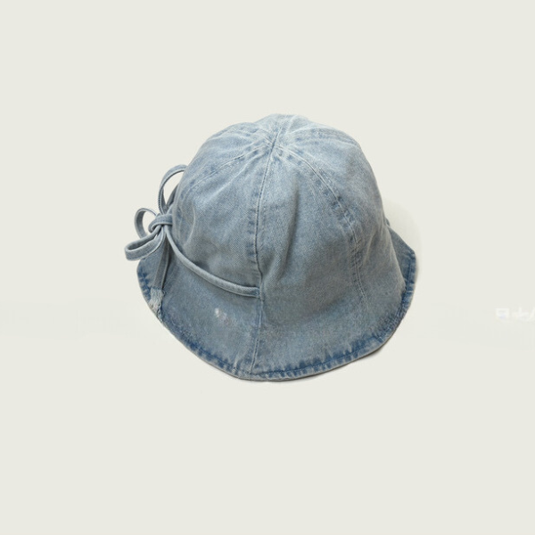【2color】リボン付きウォッシュデニムバケットハット Z00103
