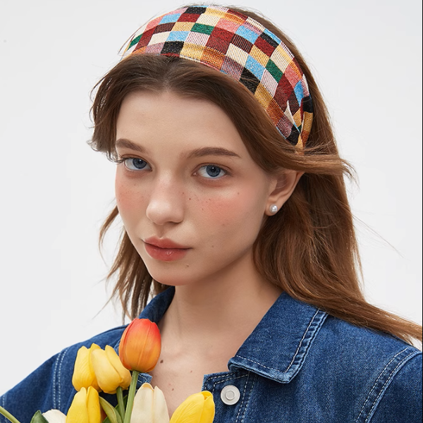 カラフルブロックチェックヘアバンド《Z01030》