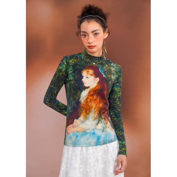 [名画を纏う]　スリムフィットアートカットソー "ルノワール" C0125