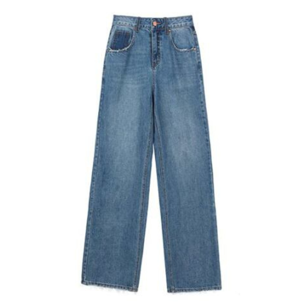 デニムブルーハイウエストワイドレッグジーンズ X-539