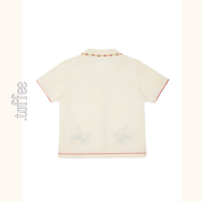 花柄刺繍コットンシャツ《Z00958》