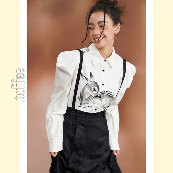 【2color】月明かりのバンビが踊る：オリエンタルな世界へ誘うブラウス C0185