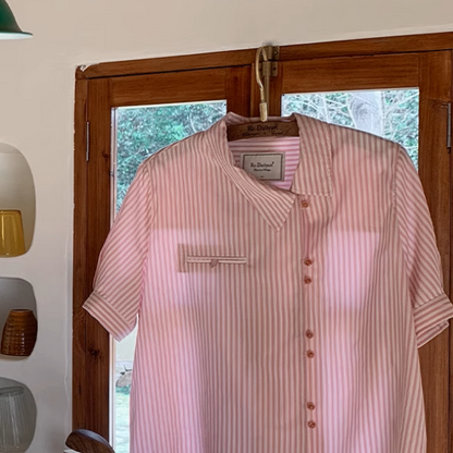 【2color】ストライプ柄ボックスシルエットシャツ《Z00854》