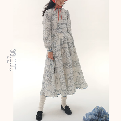 パッチワーク小花柄ロングワンピース《Z00986》