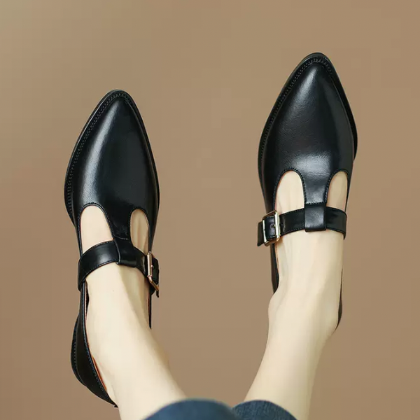 【２color】レトロベルトバックルポインテッドシューズ AU-267