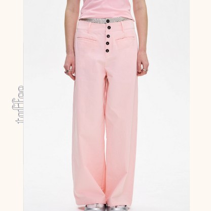 【2color】チェック柄ディテールワイドパンツ《Z01005》