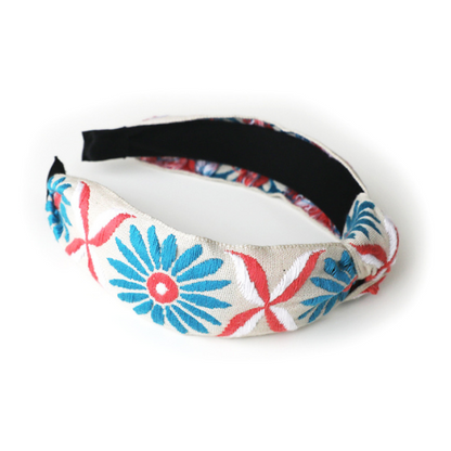 【3color】サンフラワー刺繍入りクロスカチューシャ Z00120