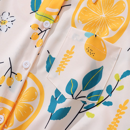 シトラスプリントドローストリングクロップドシャツ《Z00915》