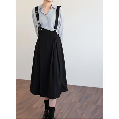 【3color】アシンメトリーサスペンダースカート X-313