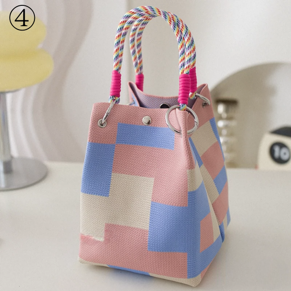 【20pattern】マルチカラースクエアトートバッグ《Z00892》