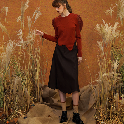 【２color】イレヘムスリットスカート w-026