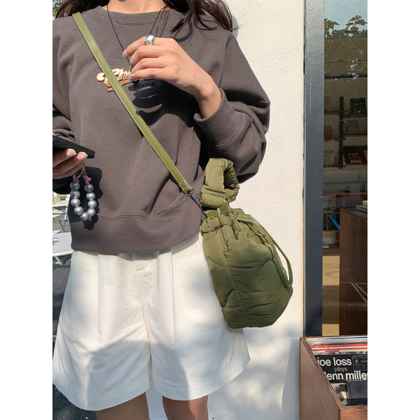 【4color】2wayストラップキルティングバケットバッグ X-443