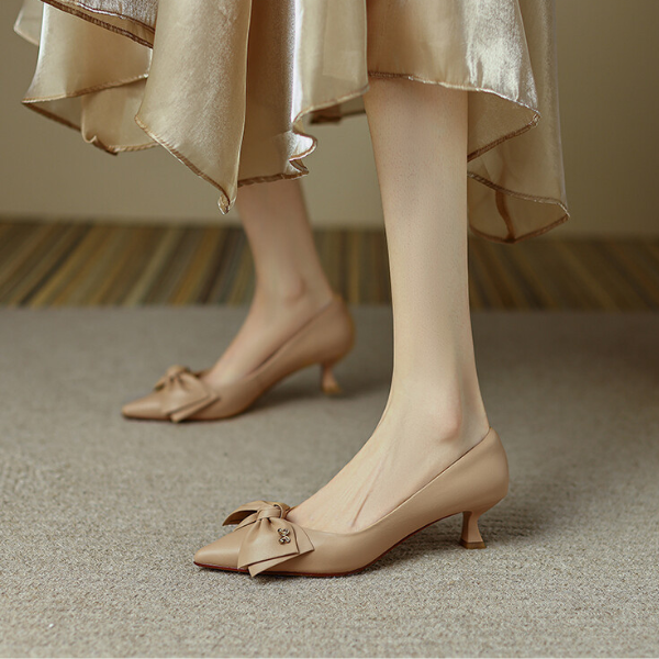 リボンポインテッドトゥパンプス X-038