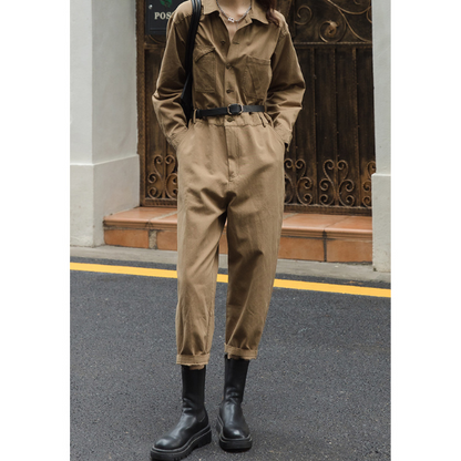 【２color】ウエストベルトメンズライクジャンプスーツ　AU-224