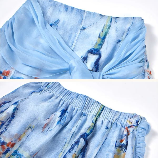 油絵プリントロングシフォンスカート《Z00974》