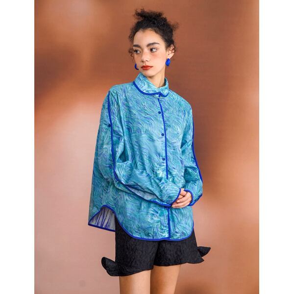 ゴッホ 自画像プリントブラウス C0126