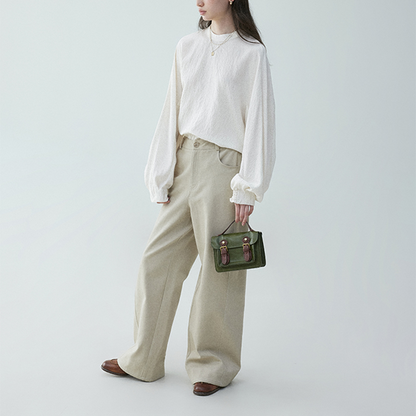 【2color】ギャザーカフ＆バルーンスリーブブラウス《Z00838》