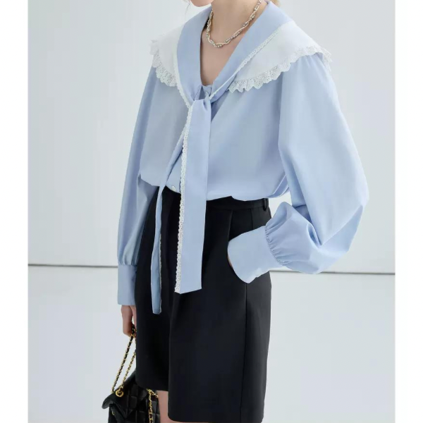 フリルカラーボウタイシャツ w-139