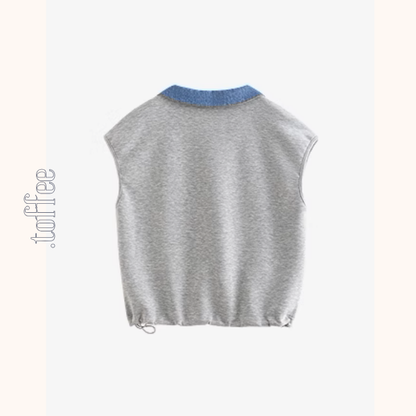 斜めラインVネックフレンチスリーブトップス《Z00922》