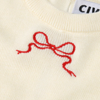 【4color】リボン半袖ニットトップ Z00285