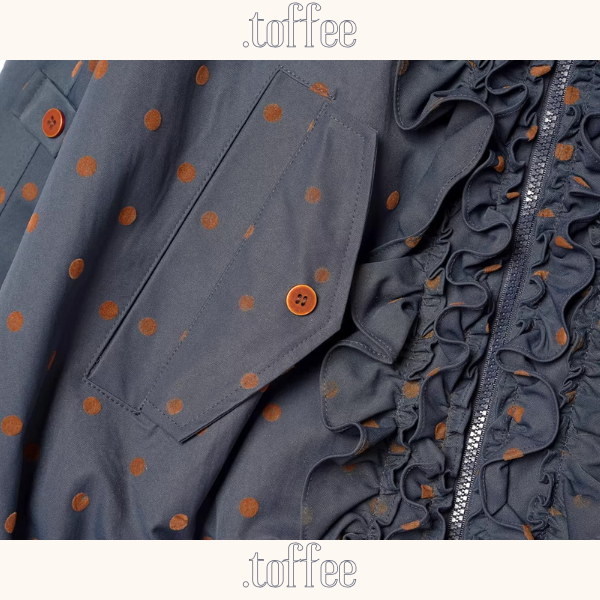 【2color】ドット柄フリルのバルーン裾キルティングジャケット《Z01360》