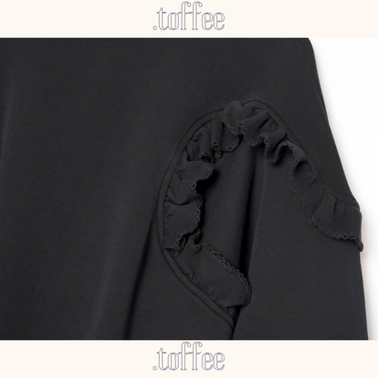 【2color】ティアード袖フリルの甘辛スウェット《Z01351》