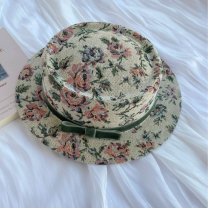 【3color】ゴブラン織り花柄ヴィンテージハット Z00058