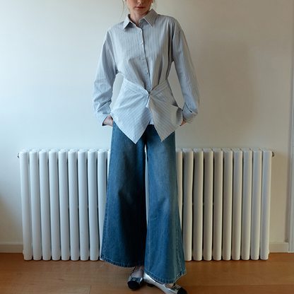 【2color】ストライプ柄ロングスリーブボタンダウンシャツ　《Z00716》