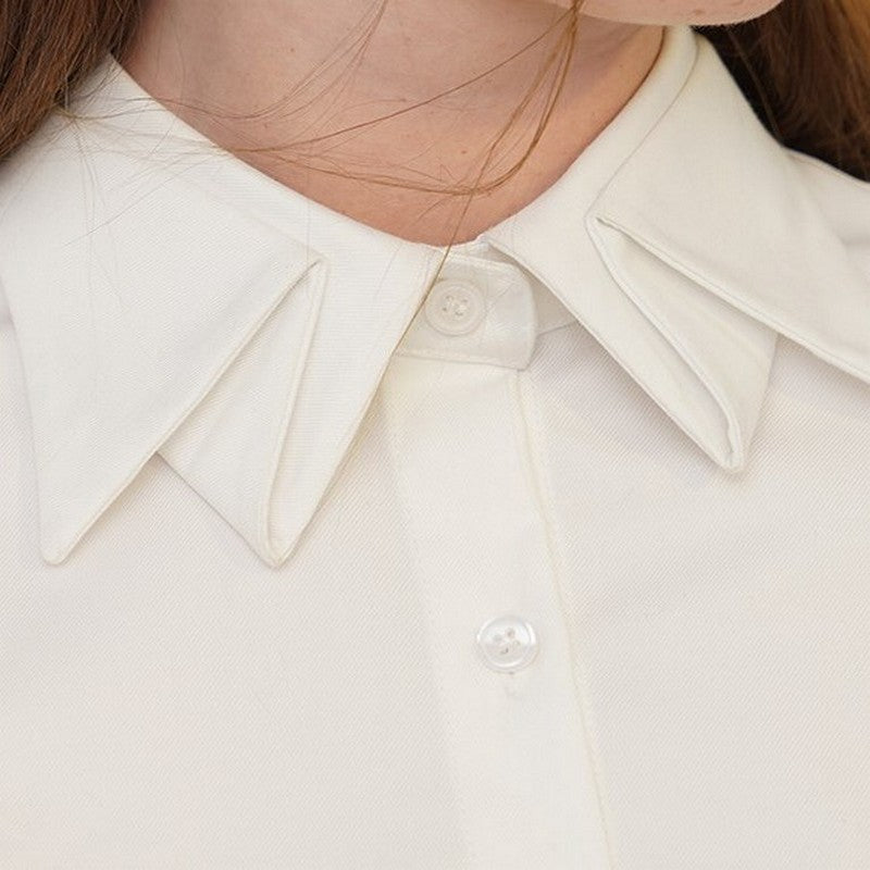 【２color】折り紙のような襟が素敵なシンプルシャツ
