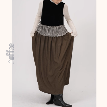 チェック柄切替ノースリーブAラインワンピース《Z00939》